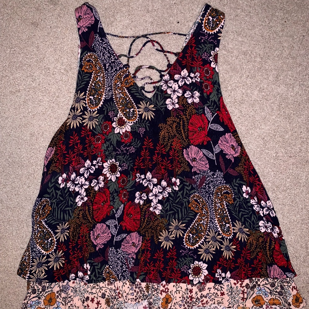 floral lace up top